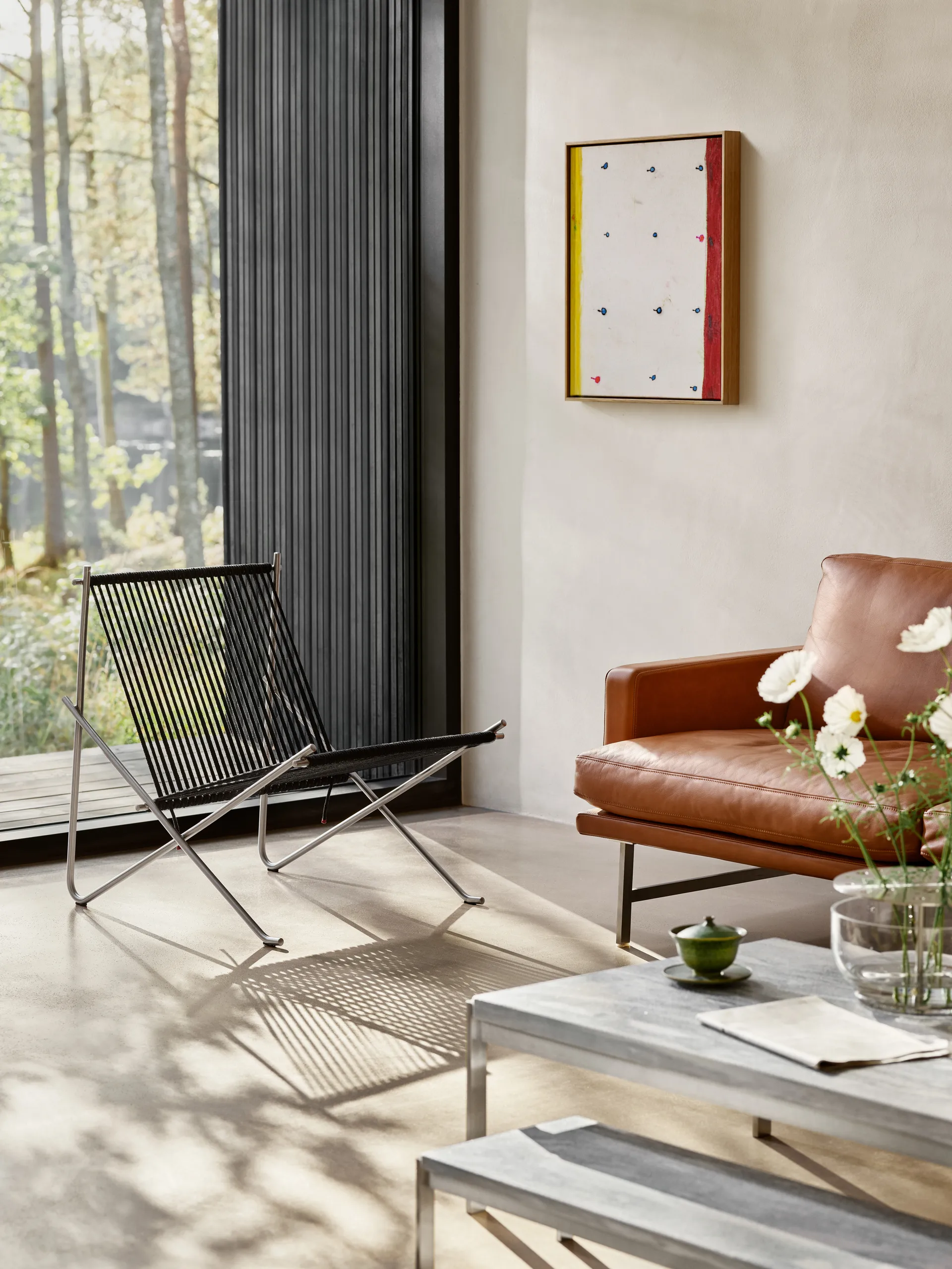 PK4 loungestol, Rustfritt stål-svart Fritz Hansen