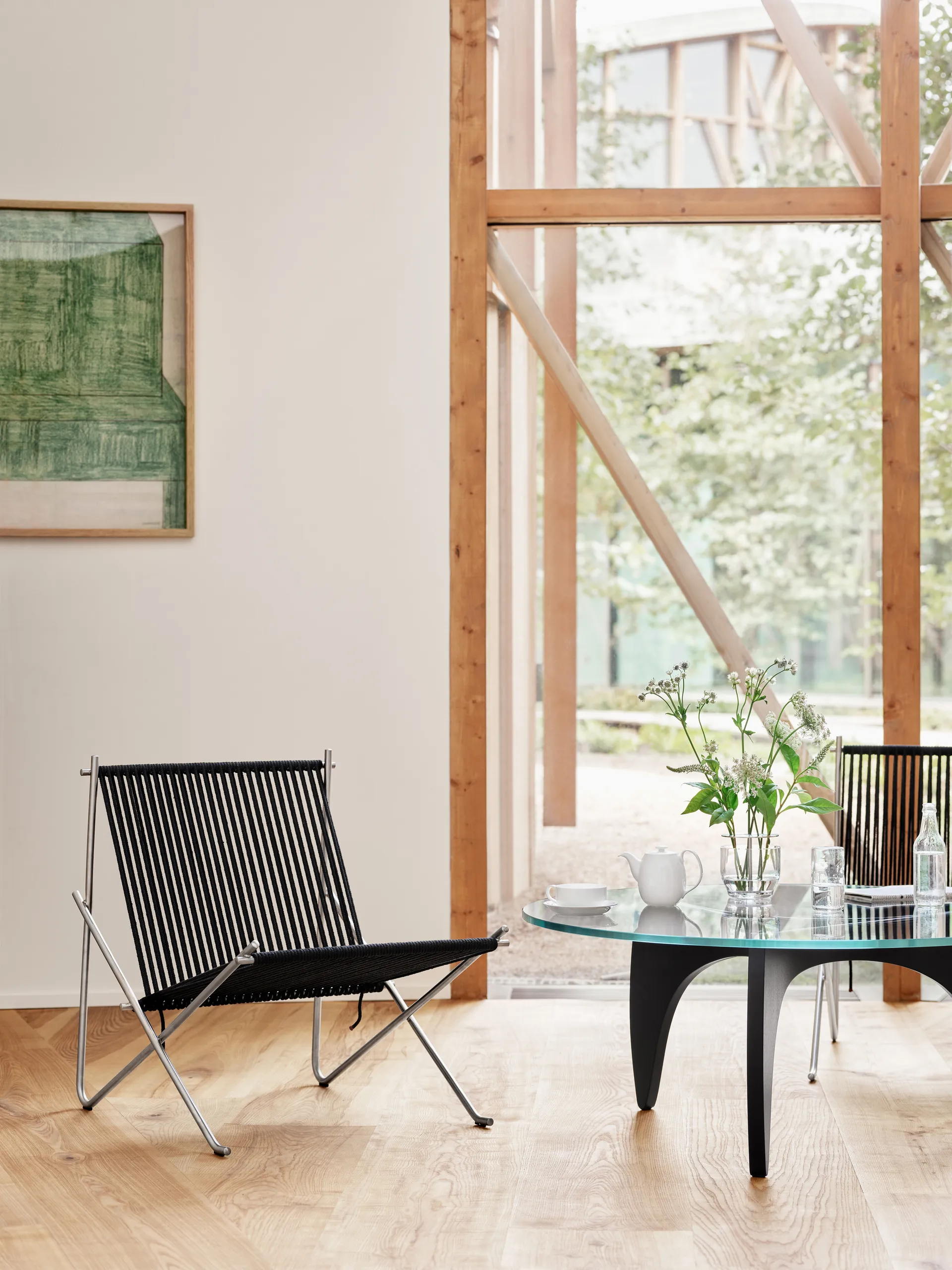 PK4 loungestol, Rustfritt stål-svart Fritz Hansen