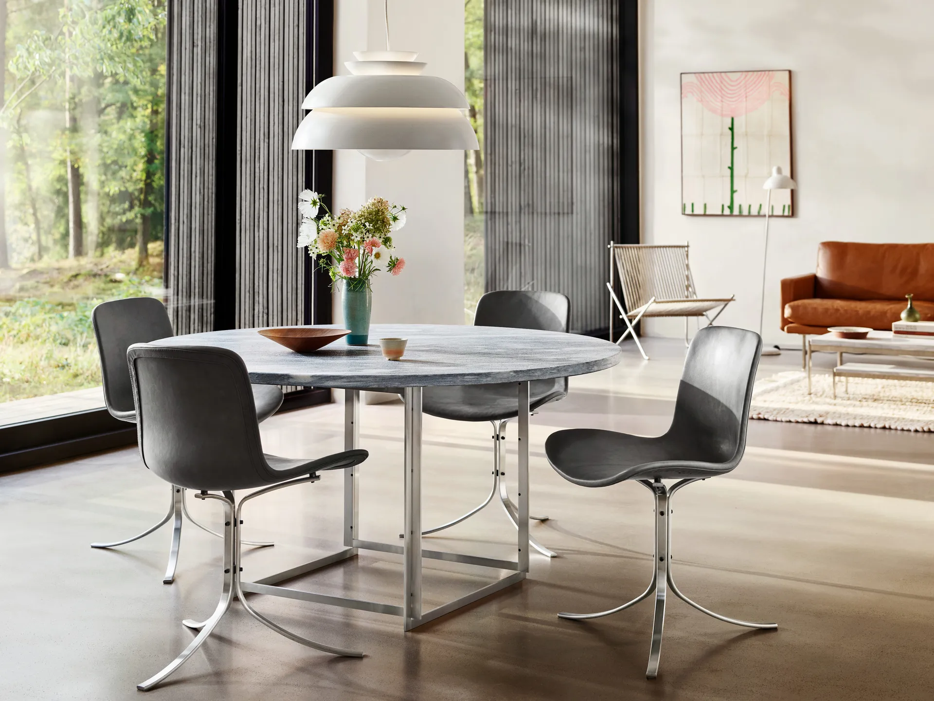 PK54 bord Ø140 cm, Fauske marble grey-white Fritz Hansen