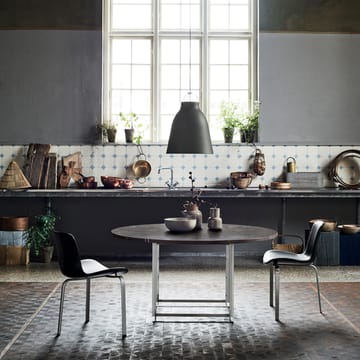 PK54 bord Ø140 cm - Rolled marble white-stål - Fritz Hansen