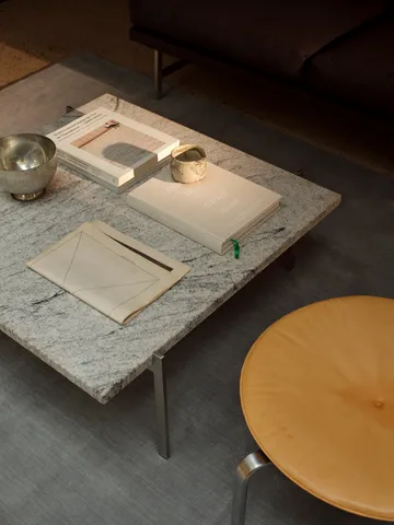 PK61 sofabord - Grey white granit-rustfritt stål, 80x80 cm - Fritz Hansen