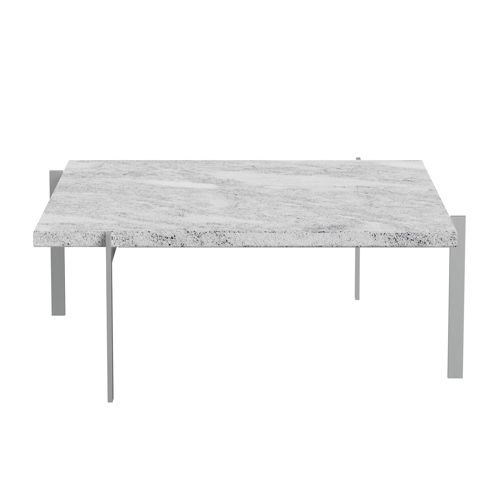 PK61 sofabord, Grey white marble-rullet stål Fritz Hansen