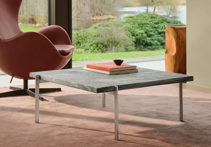 PK61 sofabord, Grey white marble-rullet stål Fritz Hansen