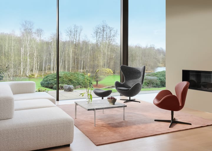 PK61 sofabord, Grey white marble-rullet stål Fritz Hansen