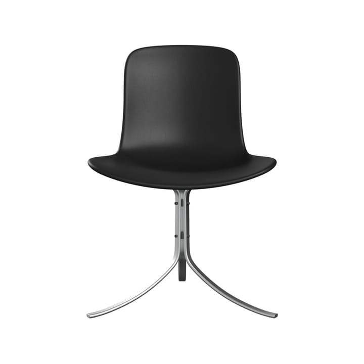 PK9 stol - Leather aura black-stål - Fritz Hansen