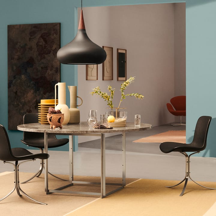 PK9 stol, Leather grace dark brown-stål Fritz Hansen