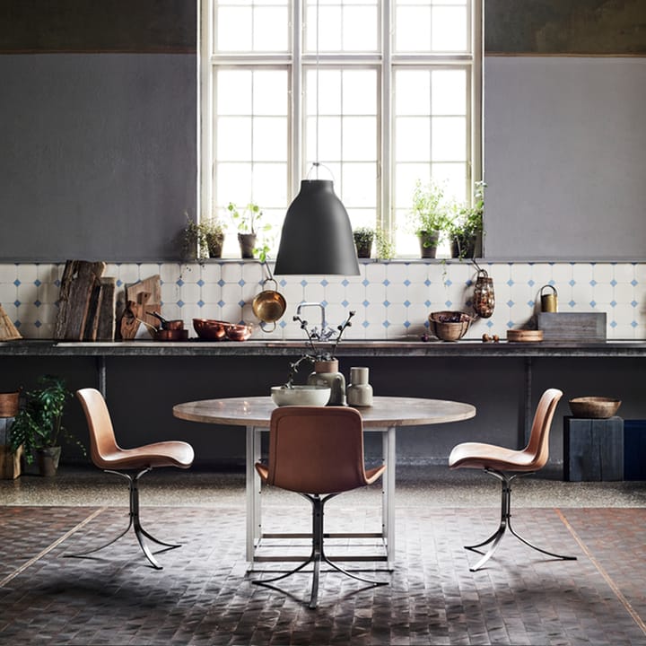 PK9 stol, Leather grace dark brown-stål Fritz Hansen