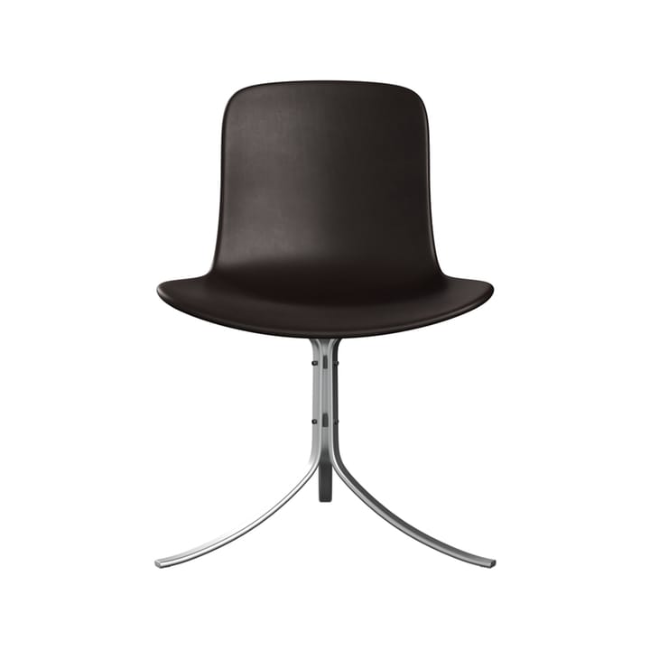 PK9 stol - Leather grace dark brown-stål - Fritz Hansen