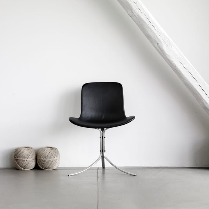 PK9 stol, Leather grace valnøtt-stål Fritz Hansen