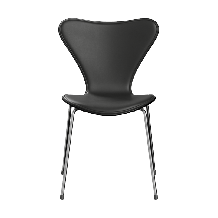 Sjuan 3107 forsidekledd stol - Essential black lær-svart eske-krom - Fritz Hansen