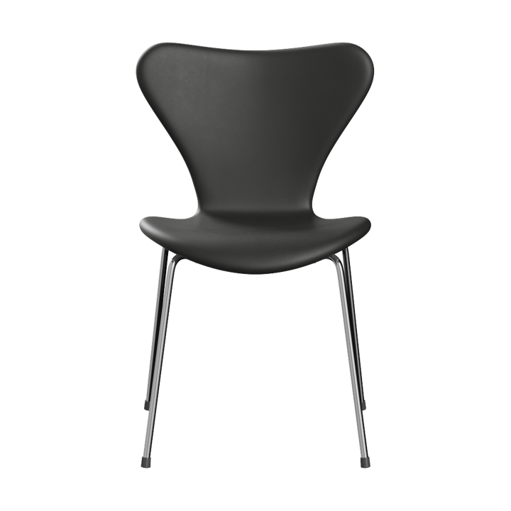 Sjuan 3107 polstret stol - Essential black lær-krommet stativ - Fritz Hansen