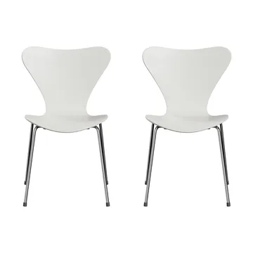 Sjuan 3107 stol, Hvitlakkert-krommet stålstativ, 2‑pakning - Fritz Hansen