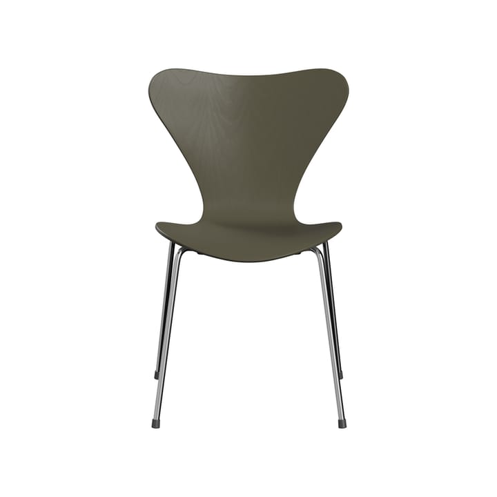 Sjuan 3107 stol - Olive green-farget ask-kromet stål stativ - Fritz Hansen
