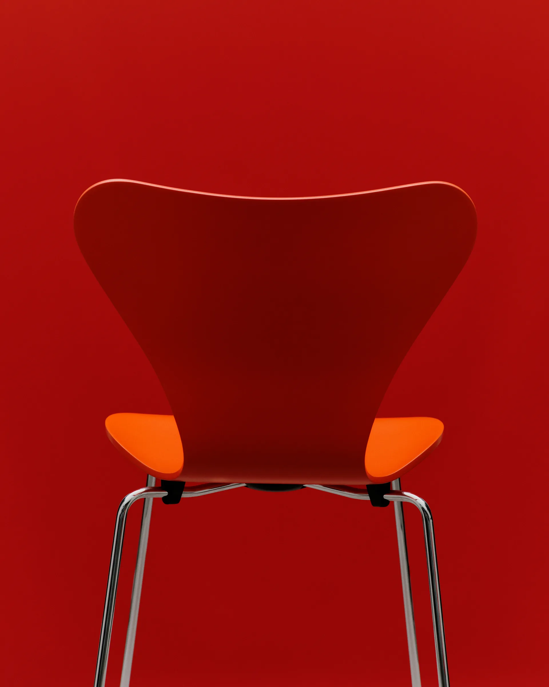 Sjuan 3107 stol, Orange-rustfritt stål Fritz Hansen