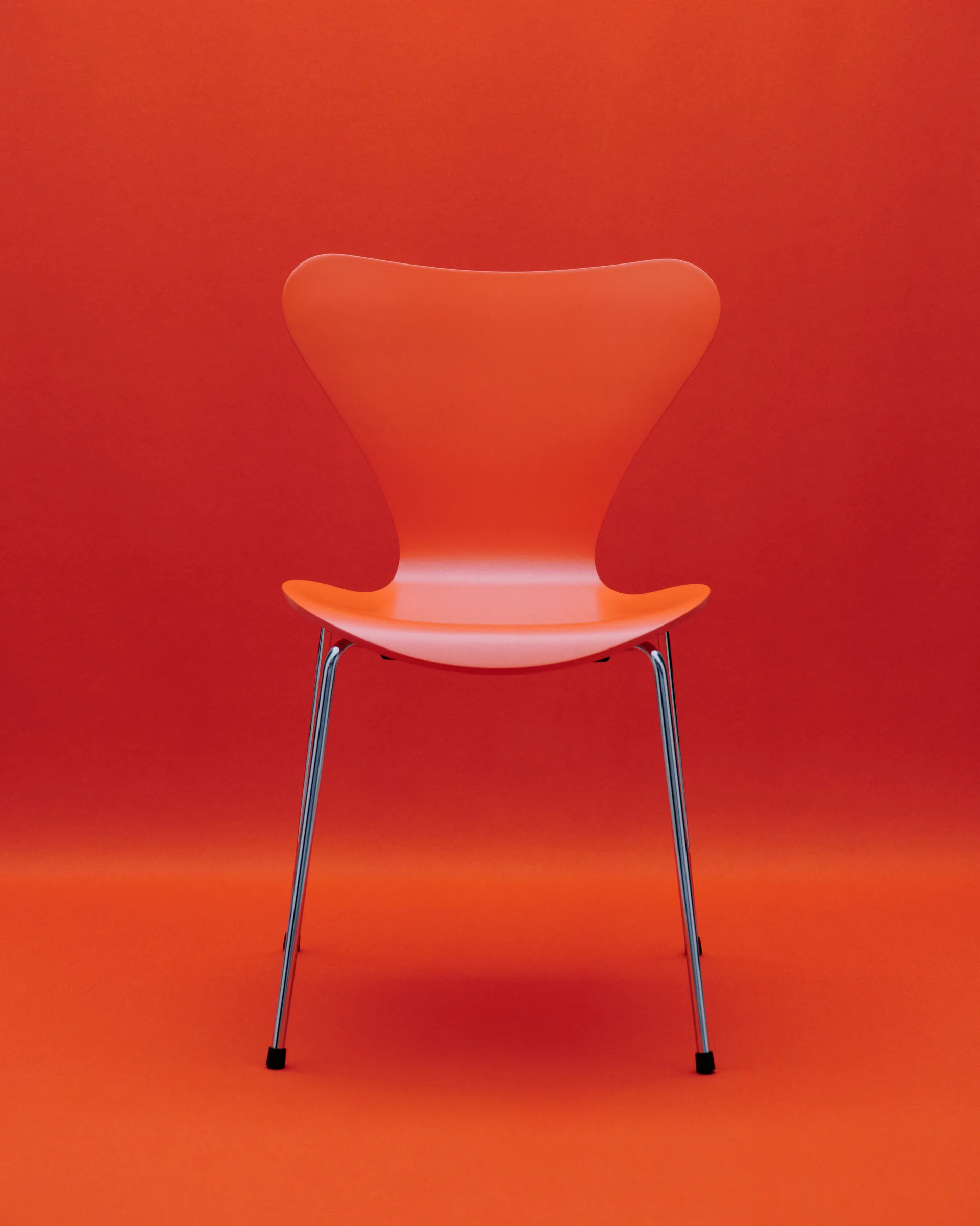 Sjuan 3107 stol, Orange-rustfritt stål Fritz Hansen