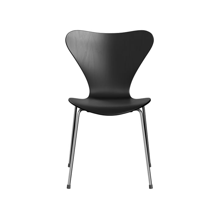 Sjuan 3107 stol - Svart-farget ask-kromat stål stativ - Fritz Hansen