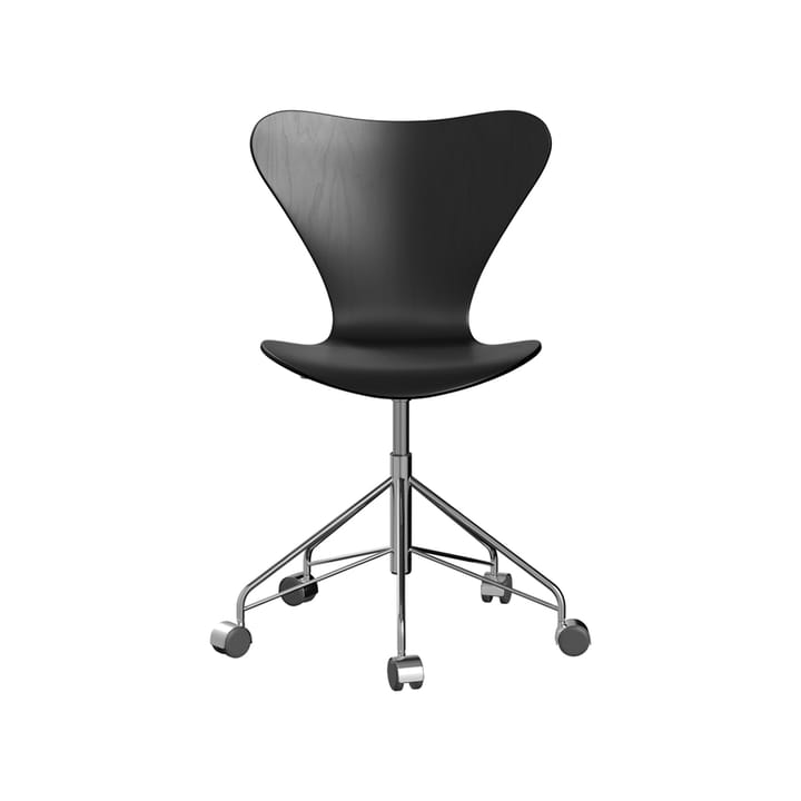 Sjuan 3117 kontorstol harde hjul - Farget ask black-chrome - Fritz Hansen