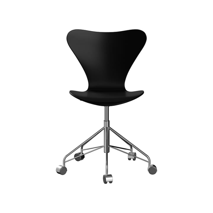 Sjuan 3117 kontorstol myke hjul - Lakkert bøk black-chrome - Fritz Hansen