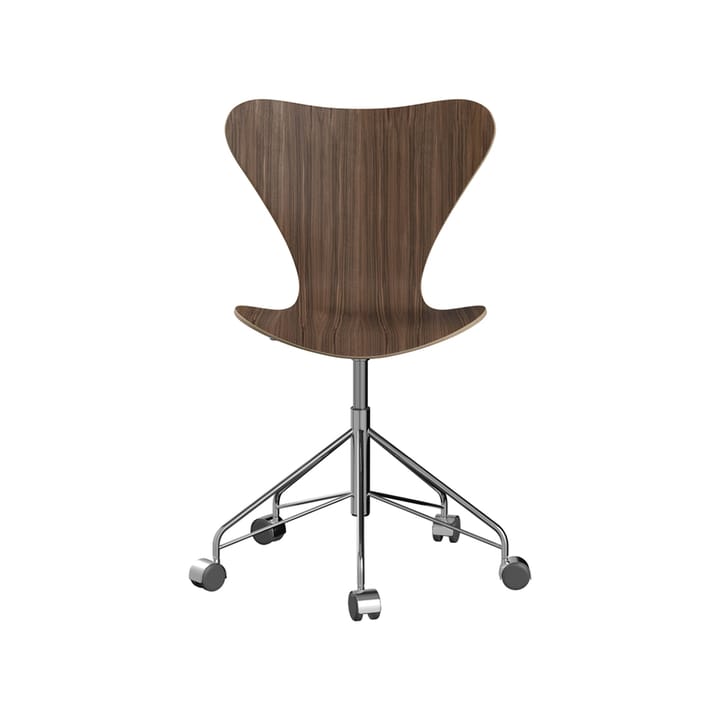 Sjuan 3117 kontorstol myke hjul - Lakkert valnøtt-chrome - Fritz Hansen