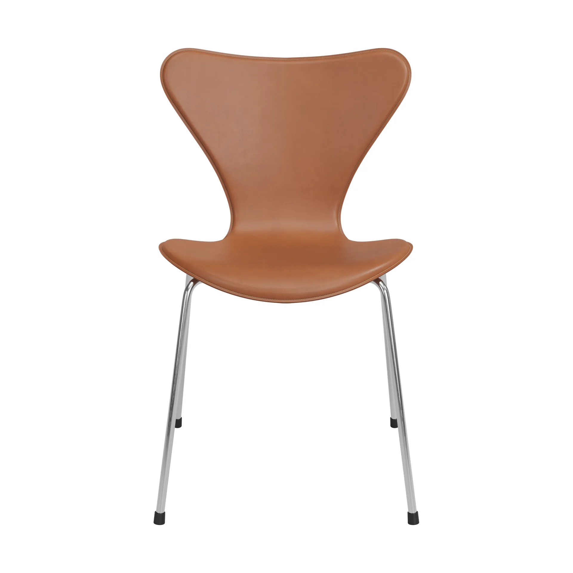 Sjuan Tailored stol, Harness Leather Saddle Brown-chrome Fritz Hansen