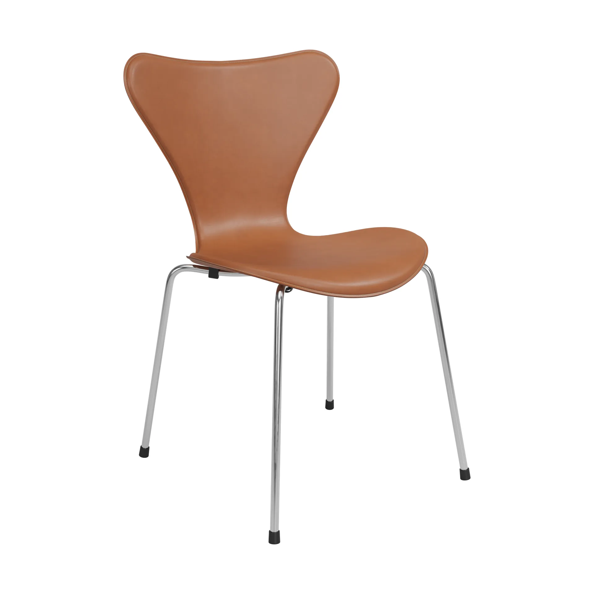 Sjuan Tailored stol, Harness Leather Saddle Brown-chrome Fritz Hansen