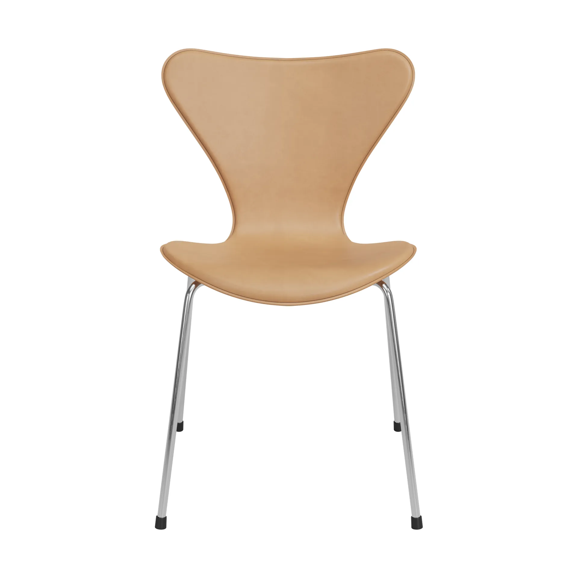 Sjuan Tailored stol, Harness Leather Warm Ecru-chrome Fritz Hansen