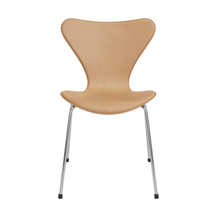Sjuan Tailored stol - Harness Leather Warm Ecru-chrome - Fritz Hansen