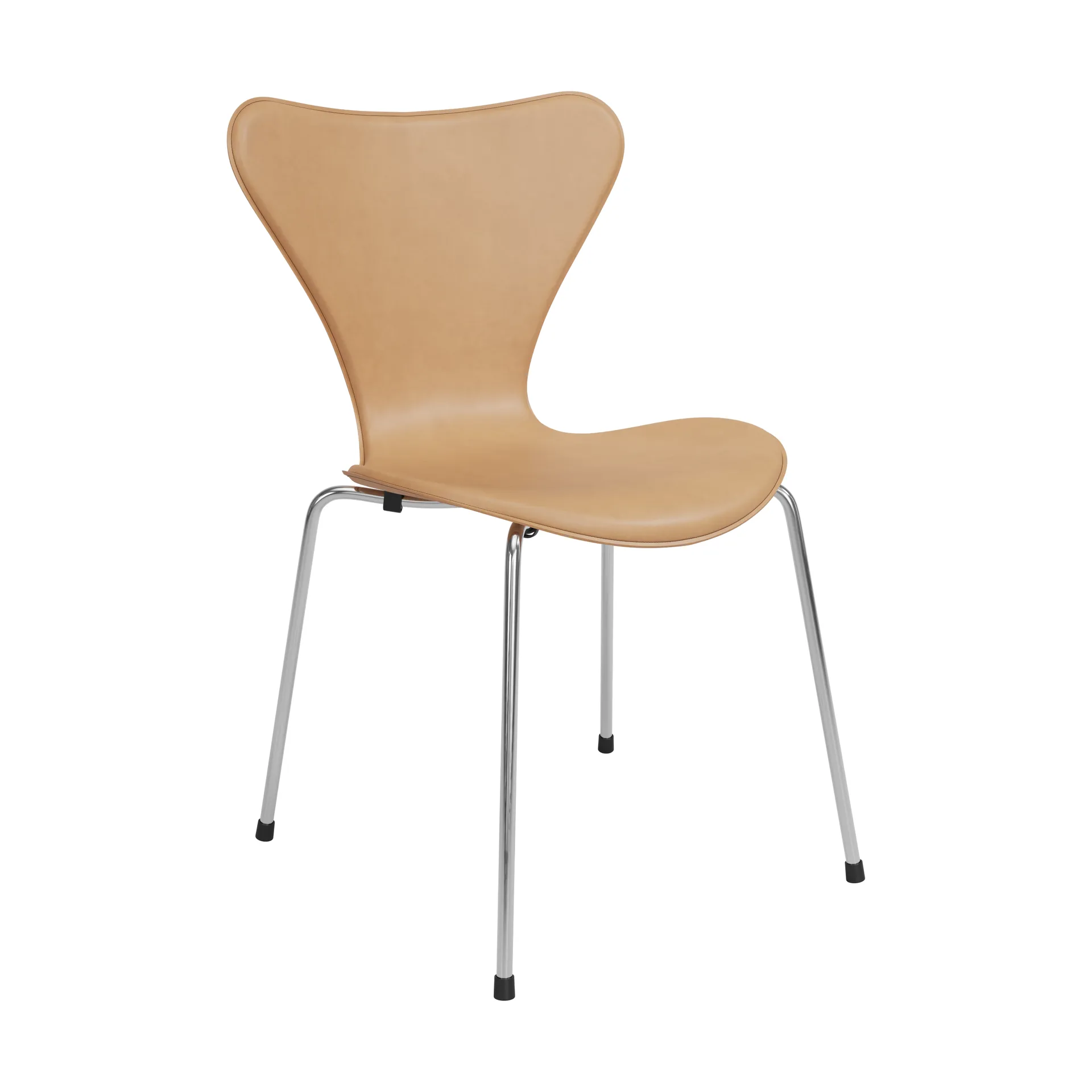 Sjuan Tailored stol, Harness Leather Warm Ecru-chrome Fritz Hansen