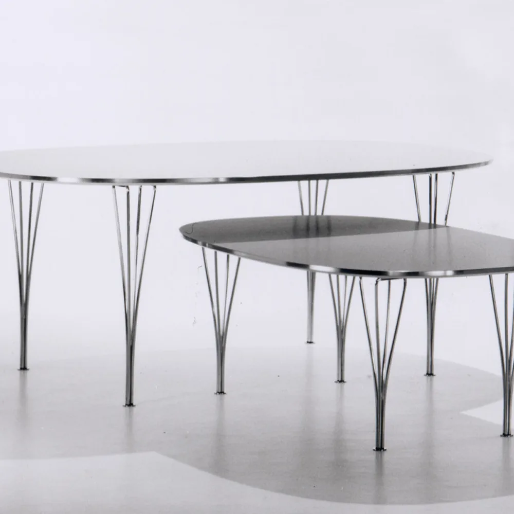 Superellipse B616 spisebord 170x100 cm, White laminate-chrome Fritz Hansen