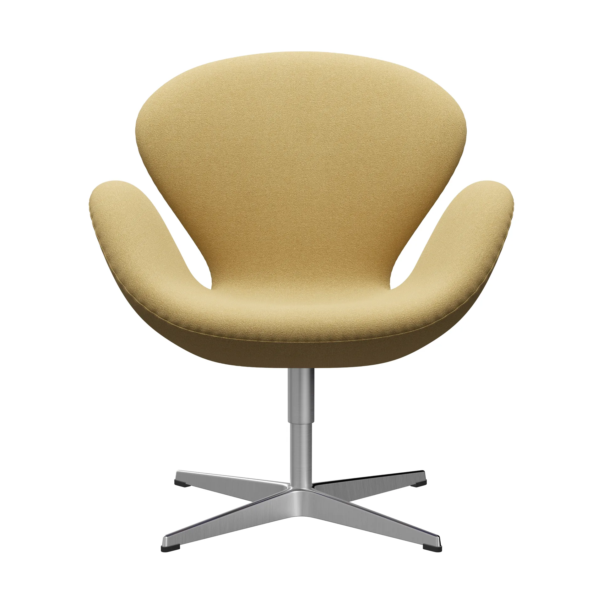 Svanen 3320 lenestol, Acca Camel (gul)-børstet aluminium Fritz Hansen