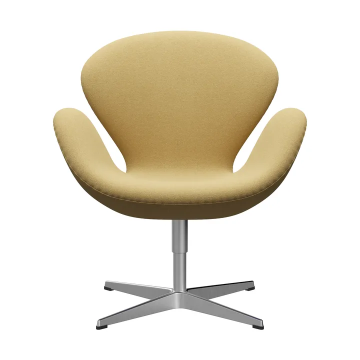 Svanen 3320 lenestol - Acca Camel (gul)-børstet aluminium - Fritz Hansen