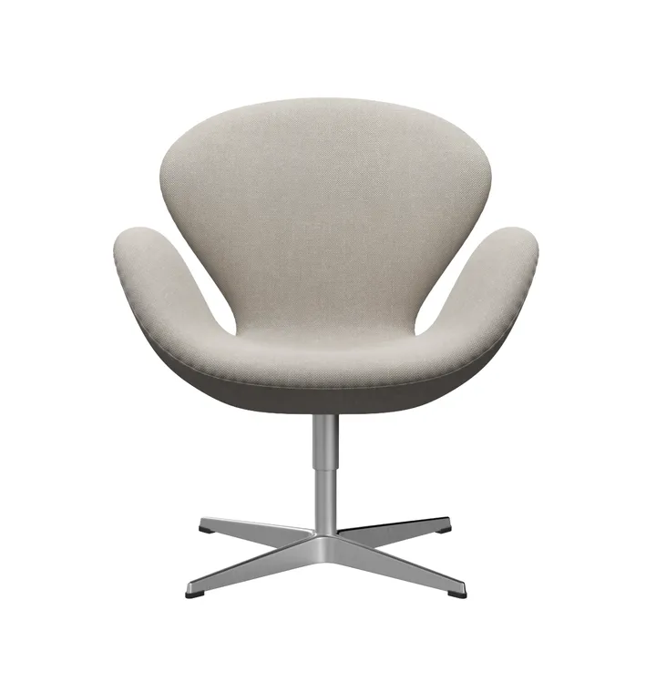 Svanen 3320 lenestol - Hallingdal 103 Light grey-børstet aluminium - Fritz Hansen