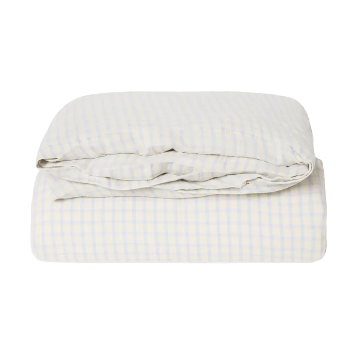 Gingham Sky Blue Musselin dynetrekk - 135x200 cm - Garbo&Friends