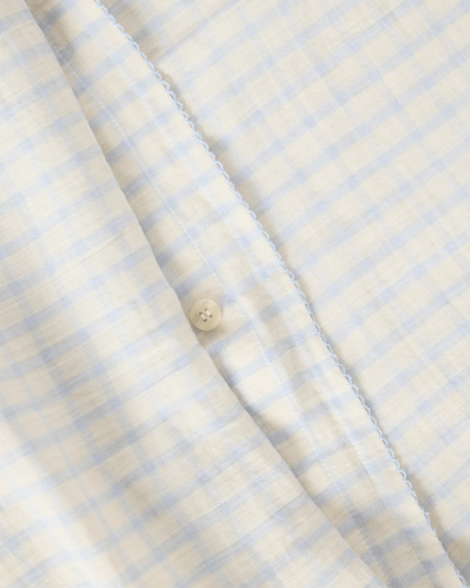 Gingham Sky Blue Musselin dynetrekk, 150x210 cm Garbo&Friends
