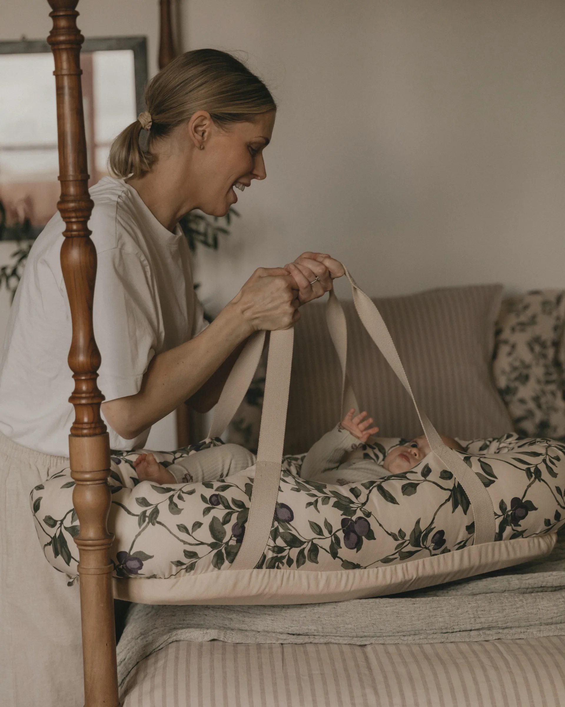 Plum Satin quilted babynest, 43x87x16cm Garbo&Friends