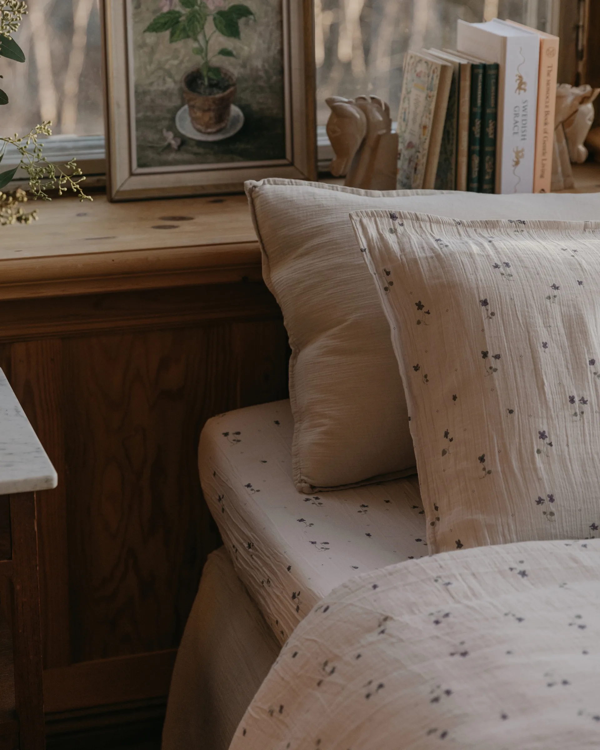 Viola Musselin strikklaken, 180x200x30 cm Garbo&Friends