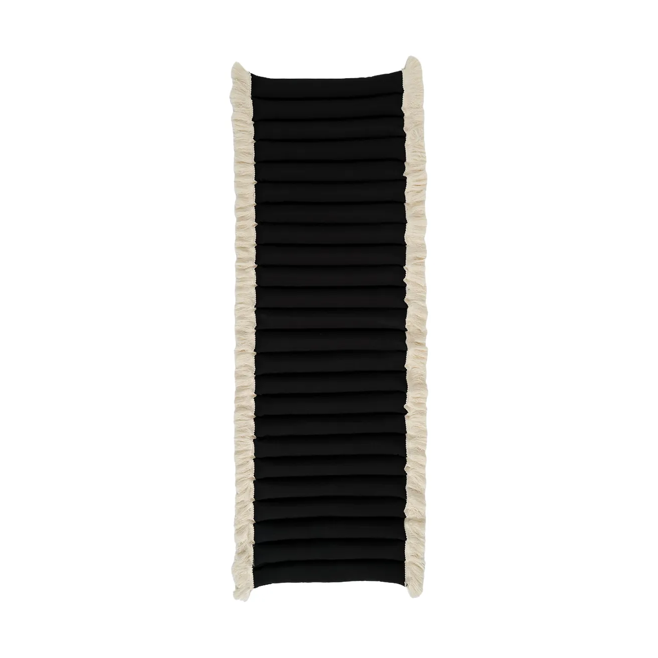 Garden Glory sittepute med frynser, Svart, offwhite frynser, 38x120 cm Garden Glory