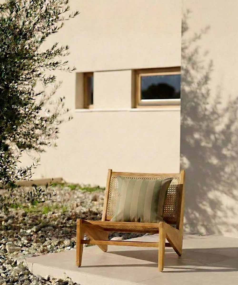 Garden Glory stripete pute, Eukalyptusgrønn-beige, 50x50 cm Garden Glory