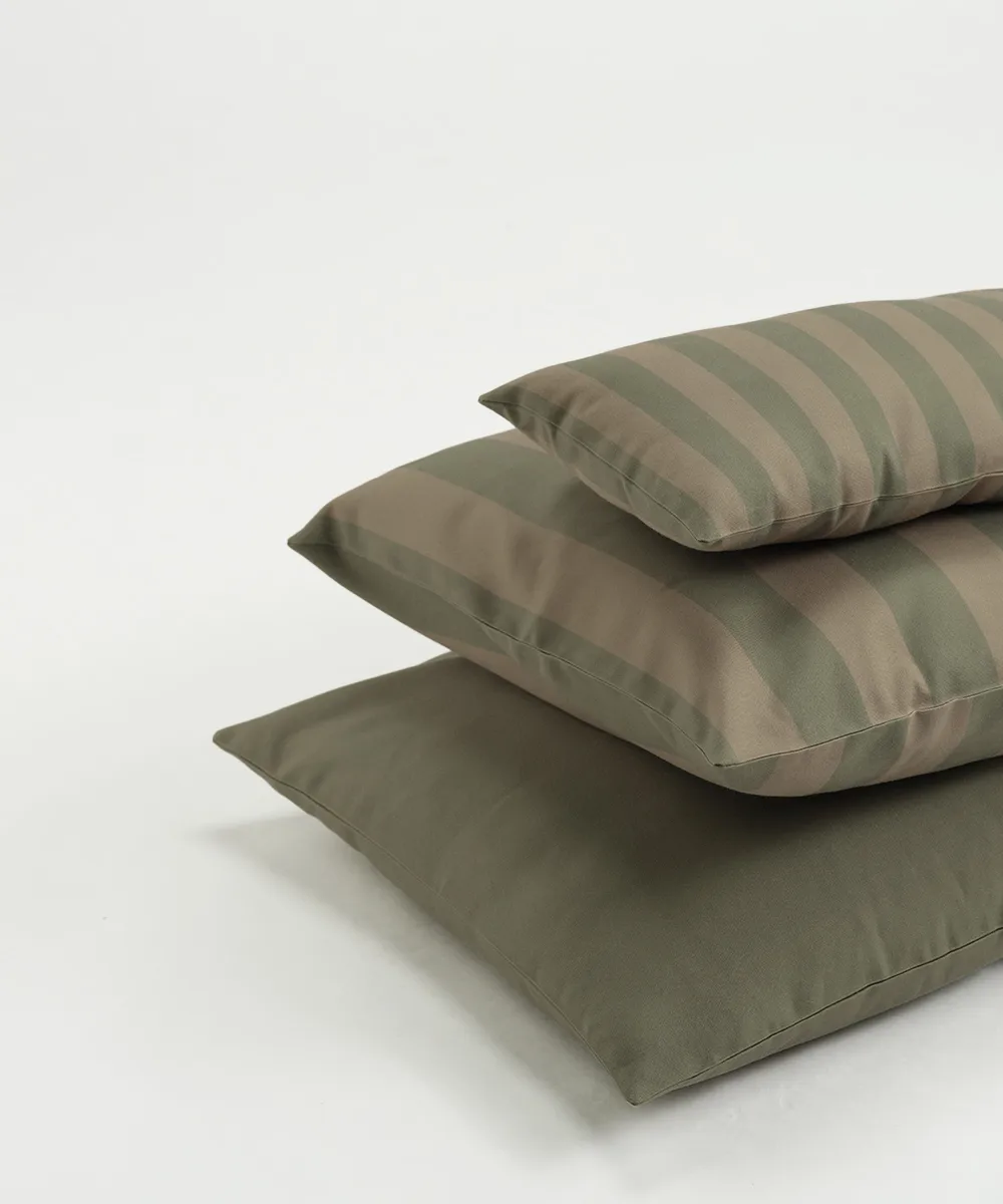 Garden Glory stripete pute, Eukalyptusgrønn-beige, 50x50 cm Garden Glory