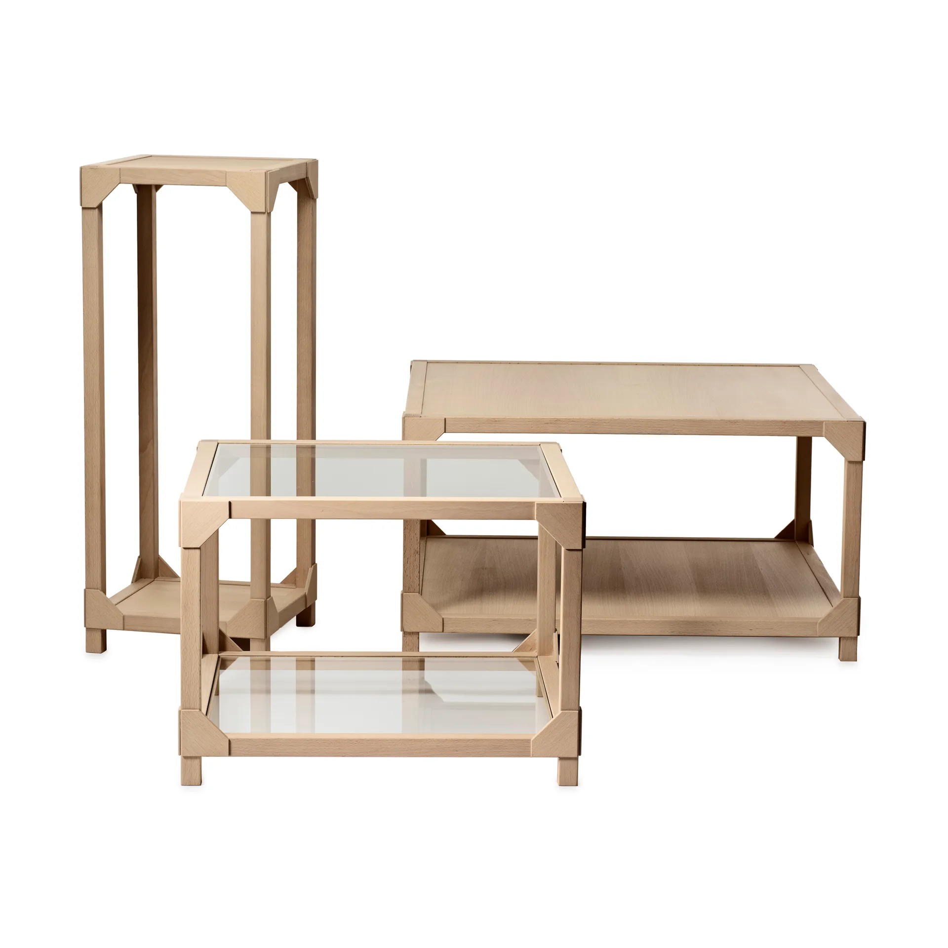 Bleck Sofabord 55x55 cm glass, Bøk-natural Gärsnäs