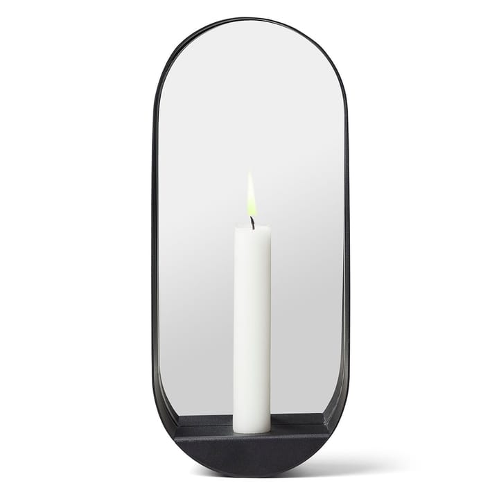 Glim speil/lysestake oval 12x28 cm - Svart - Gejst