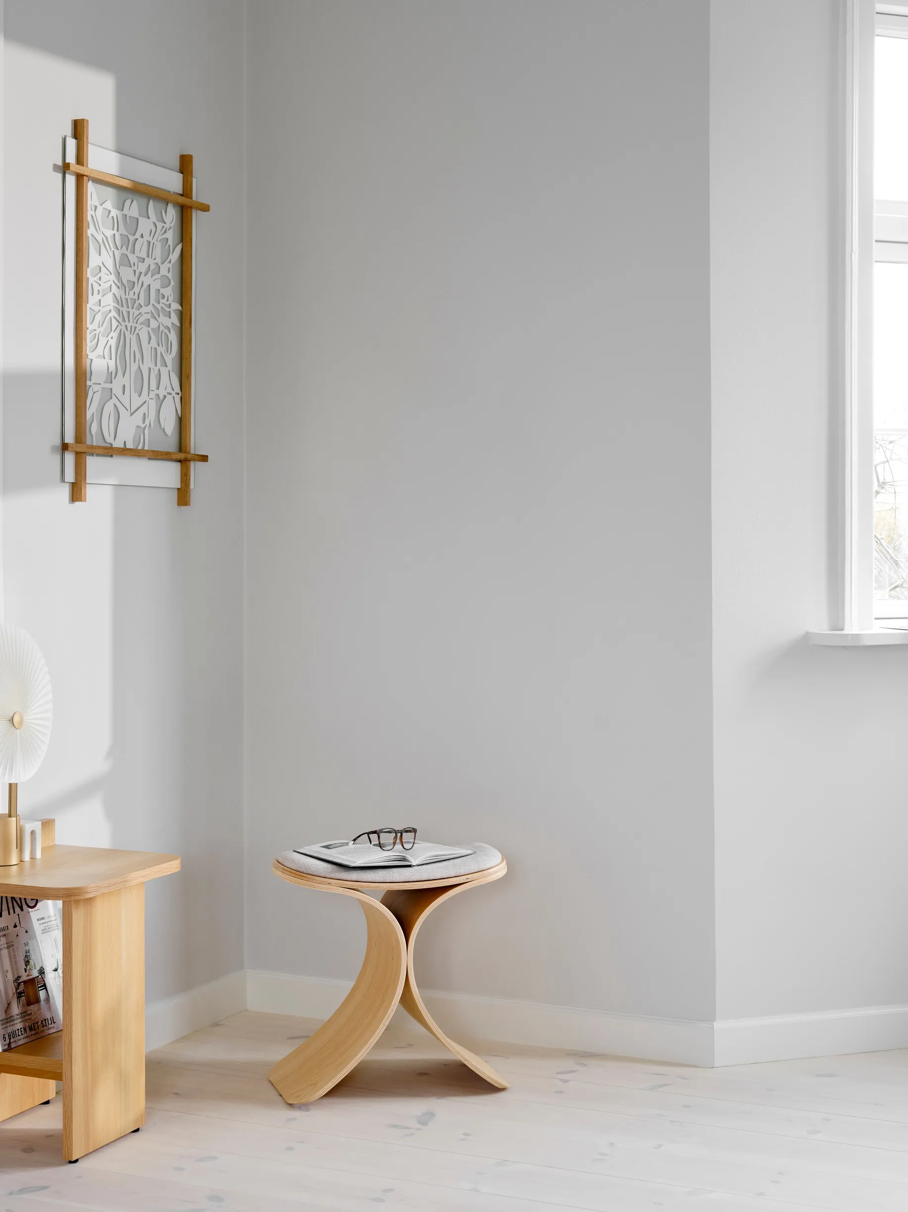 Luno krakk 48x28x72 cm, Eik-beige tekstil Gejst