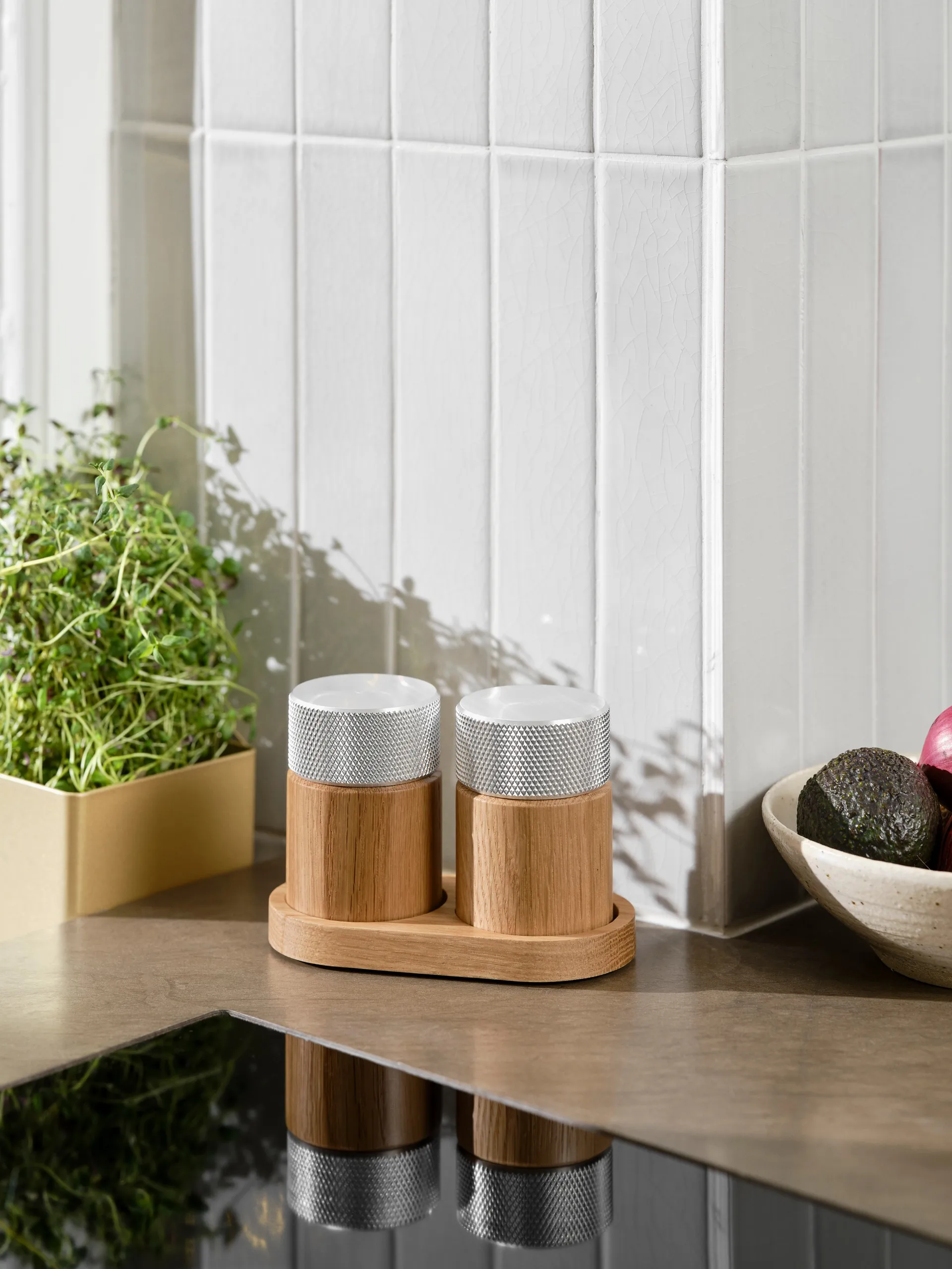 Sina salt- og pepperkvern 6 cm, Eik-stål Gejst