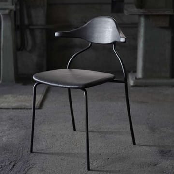 Hilma stol stålstativ - Cognac skinn-Svart-Rødbrun tre - Gemla