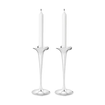 Bloom lysestaker for kronelys - Rustfritt stål, store, 2-pakning - Georg Jensen