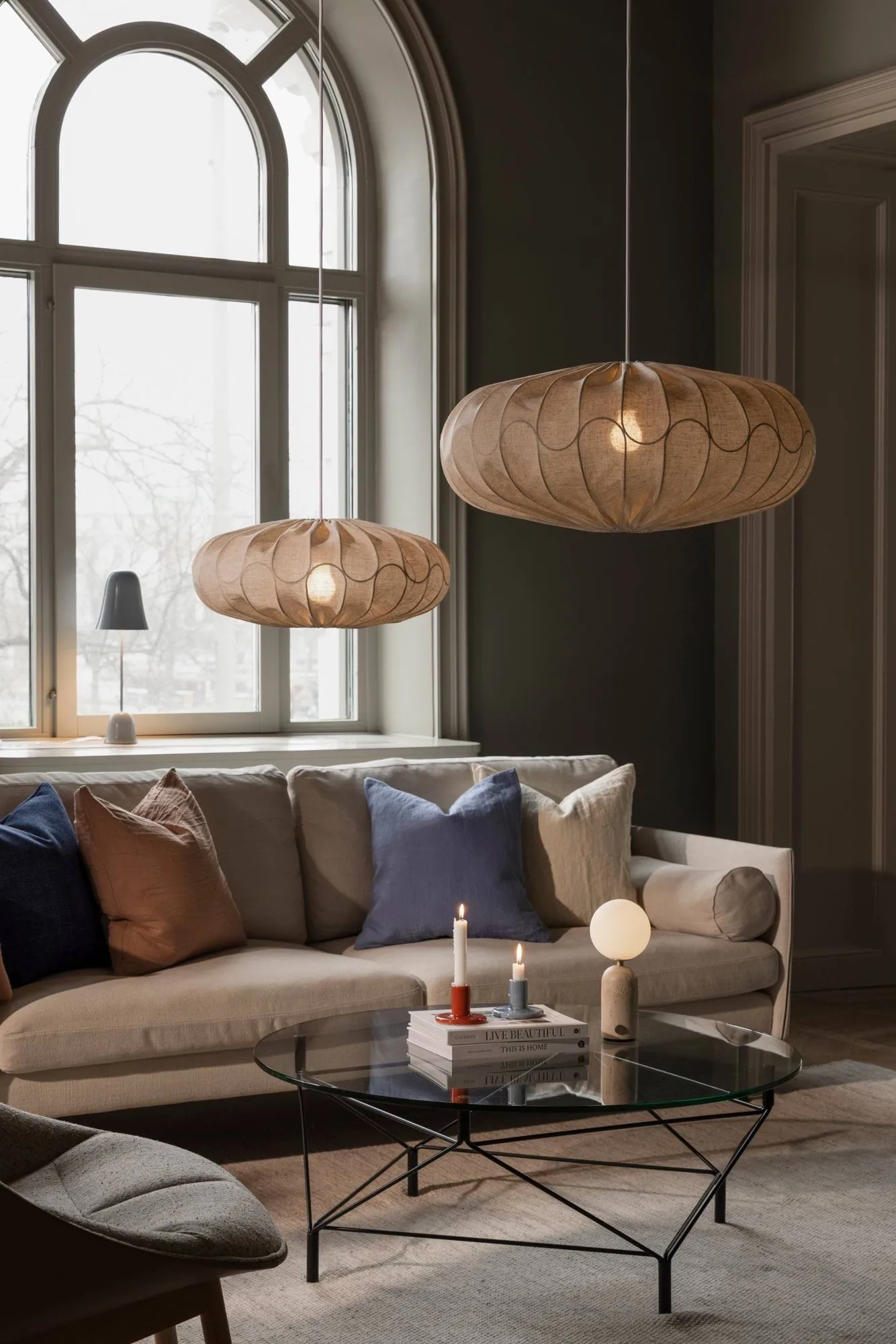 Bladverk lampeskjerm Ø70 cm, Beige Globen Lighting
