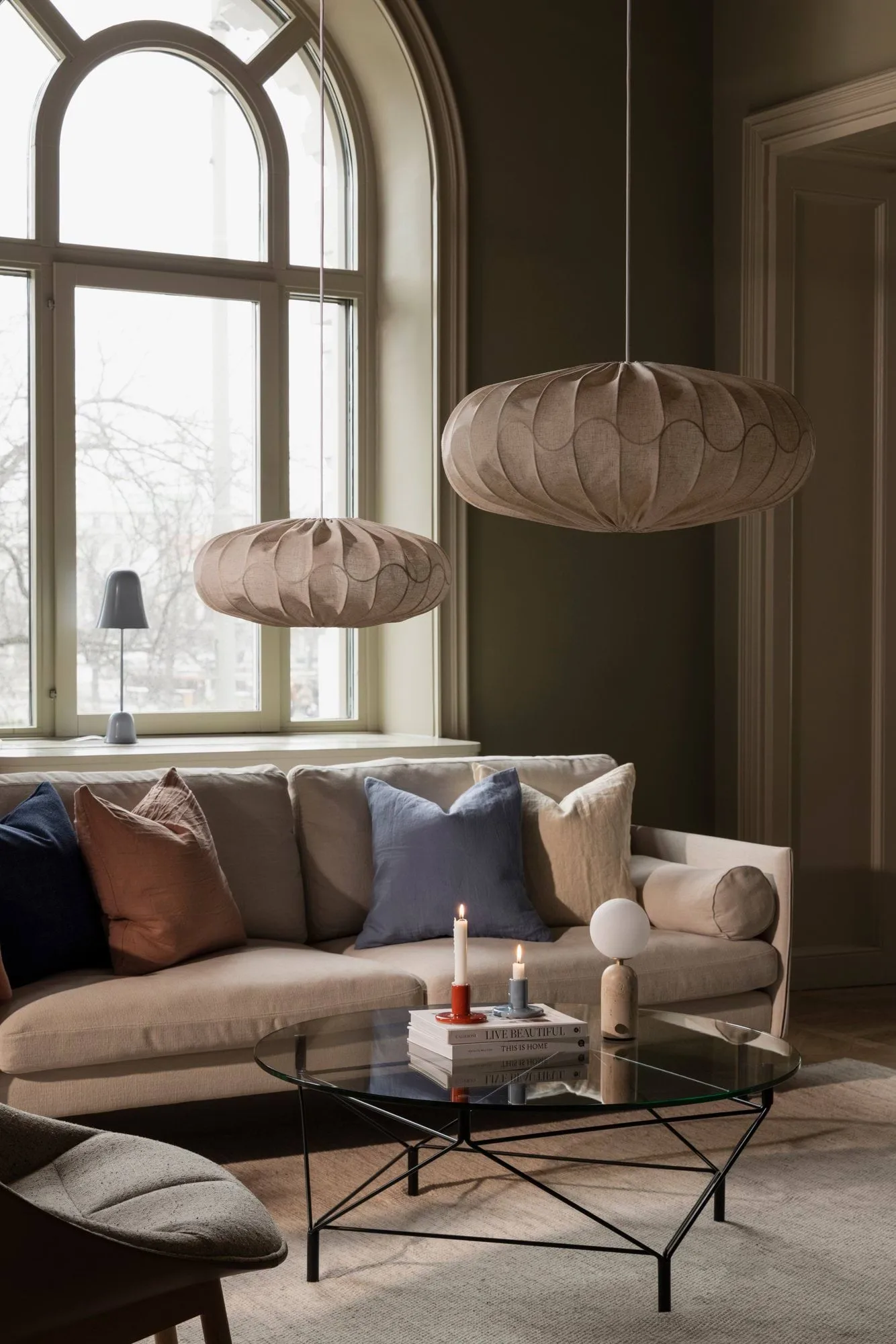 Bladverk lampeskjerm Ø70 cm, Beige Globen Lighting