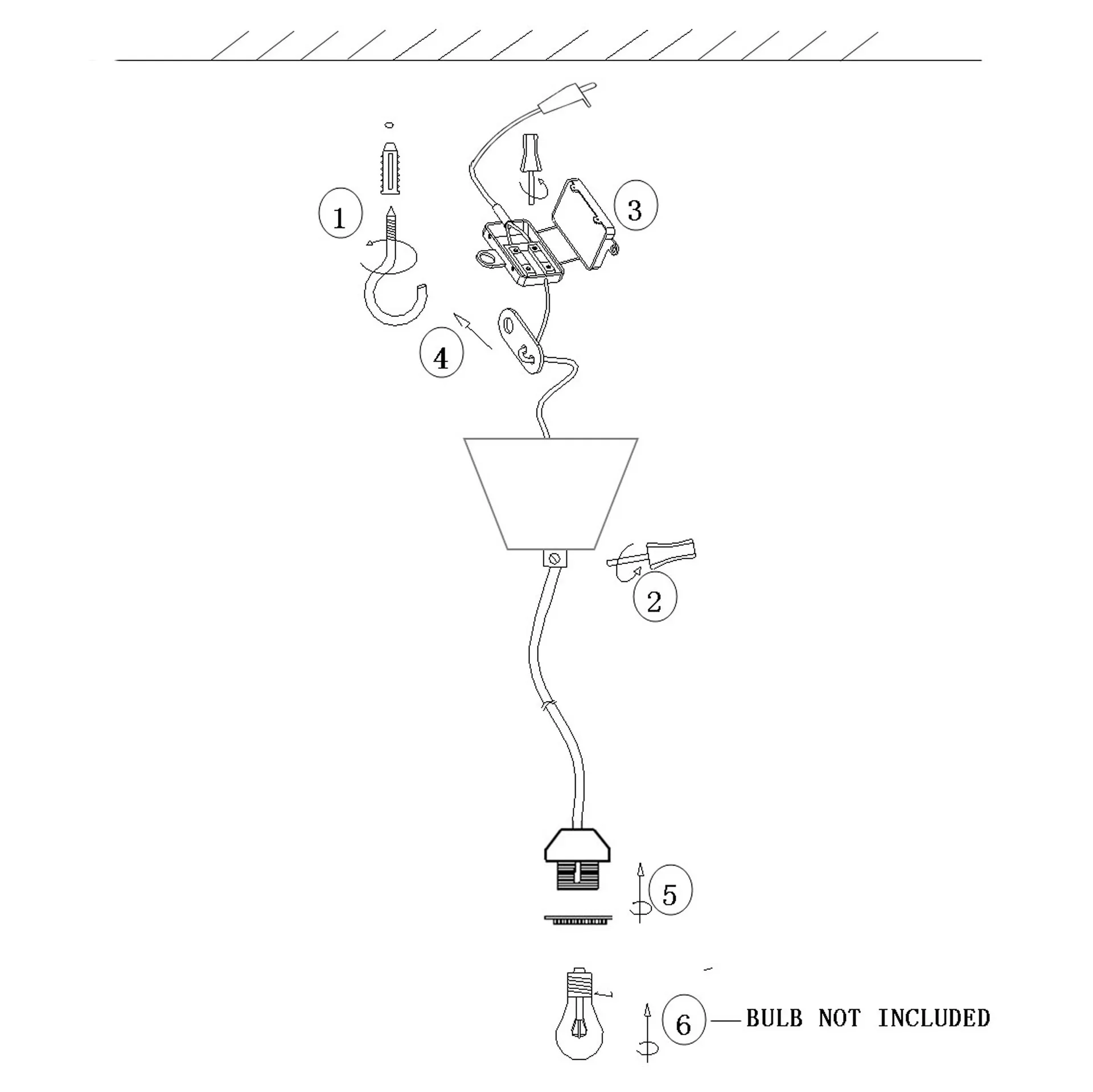 Lampeoppheng innendørs IP20, Svart-transprarent Globen Lighting