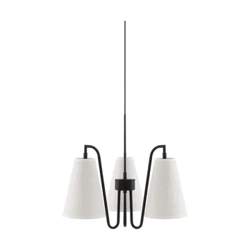 Lou pendel  - 3, Hvit bouclé-svart, 46x46 cm - Globen Lighting