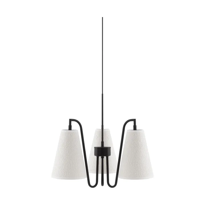 Lou pendel  - 3, Hvit bouclé-svart, 46x46 cm - Globen Lighting